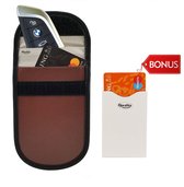 Faraday Kooi Hoesje (1x) + 1x RFID kaarthouder - Autosleutel RFID Antidiefstal - Keyless Entry Go Sleutel Etui - Bruin - Qwality4u