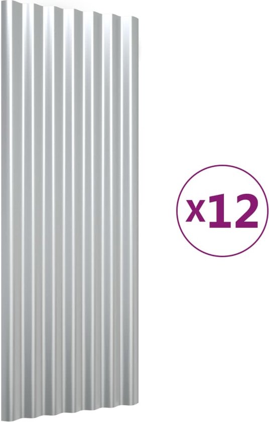 Foto: Vidaxl dakpanelen 12 st 100x36 cm gepoedercoat staal zilverkleurig