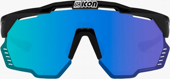 Scicon - Lunettes de vélo - Aeroshade Kunken - Noir brillant - Lentille multimiroir Blauw