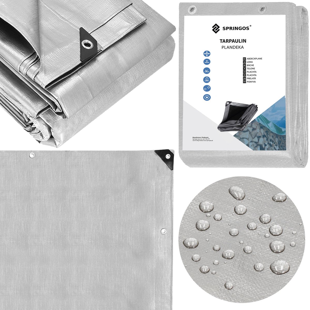 Springos Afdekzeil | Dekzeil | Zeildoek | Waterdicht | PVC | 5 x 3 m | 210 g/m2 | Grijs/Bruin