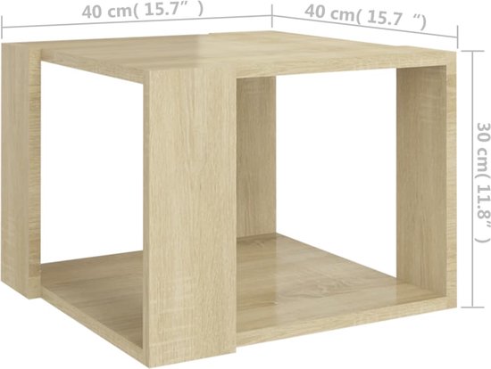 vidaXL Bijzettafels 2 st 40x42x50 cm bewerkt hout bruin eikenkleur