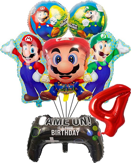 Super Mario ballon set - 60x44cm - Folie Ballon - Super Mario - Luigi - Game - Gaming - Playstation - Xbox- Themafeest - 4 jaar - Verjaardag - Ballonnen - Versiering - Helium ballon