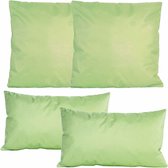 Collection Anna Ensemble canapé/coussin de jardin - intérieur/extérieur - 4x pièces - vert menthe - En 2 formats bas/haut