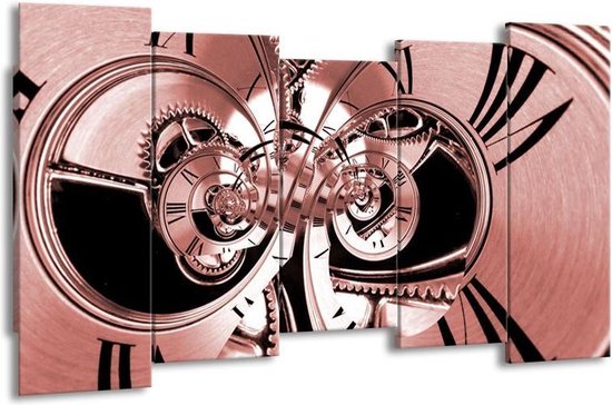 GroepArt - Canvas Schilderij - Abstract - Bruin, Rood - 150x80cm 5Luik- Groot Collectie Schilderijen Op Canvas En Wanddecoraties