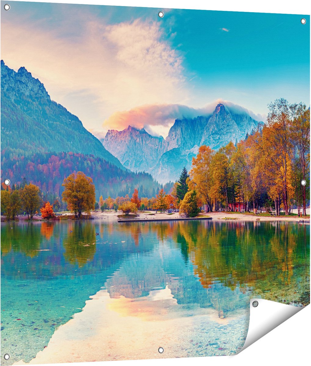 Gards Tuinposter Meer - 100x100 cm - Tuindoek - Tuindecoratie - Wanddecoratie buiten - Tuinschilderij Multikleur