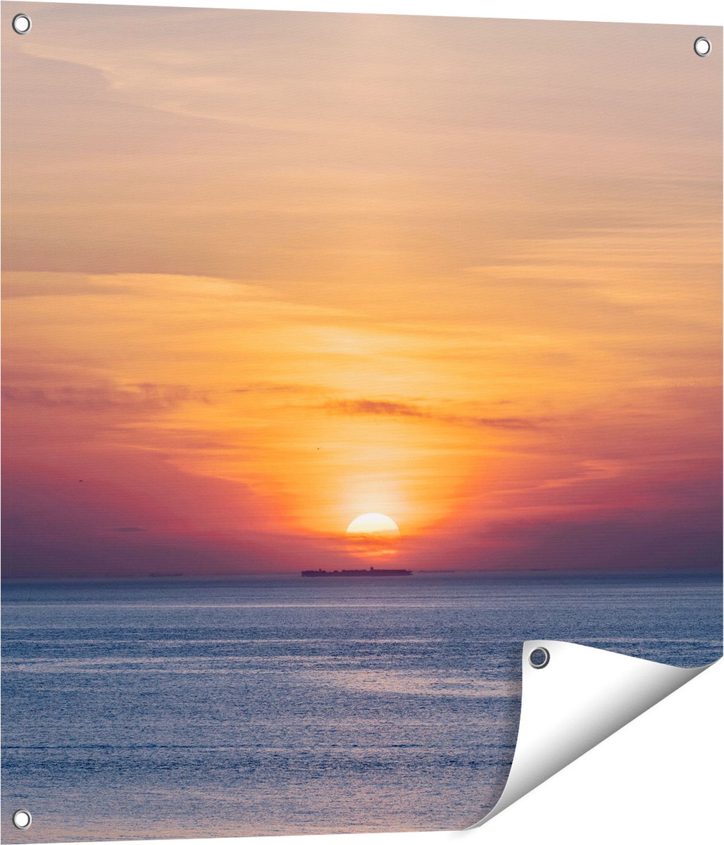 Gards Tuinposter Zonsondergang in de Noordzee - 70x70 cm - Tuindoek - Tuindecoratie - Wanddecoratie buiten - Tuinschilderij Multikleur