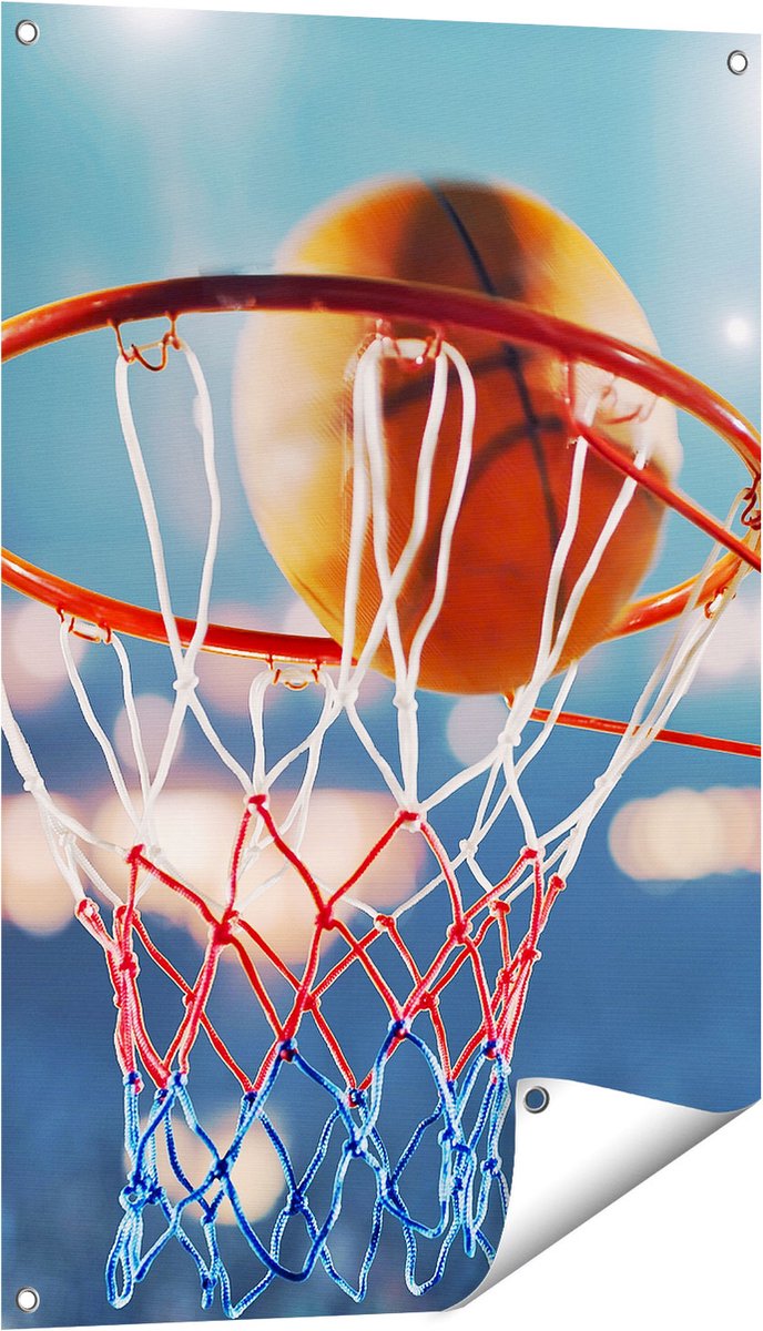 Gards Tuinposter Basketbal in Ring - Hoepel - Bord - 60x90 cm - Tuindoek - Tuindecoratie - Wanddecoratie buiten - Tuinschilderij Multikleur