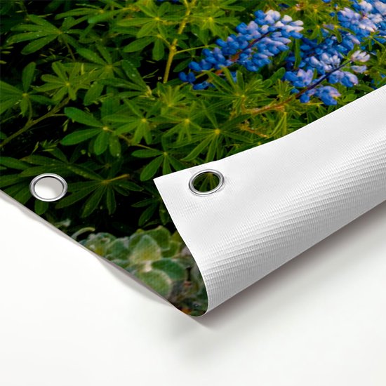 Gards Poster de jardin Cascade aux Fleurs de Lupine bleu - 50x40 cm - Toile de jardin - Décoration de jardin - Décoration murale extérieur - Tableau de jardin