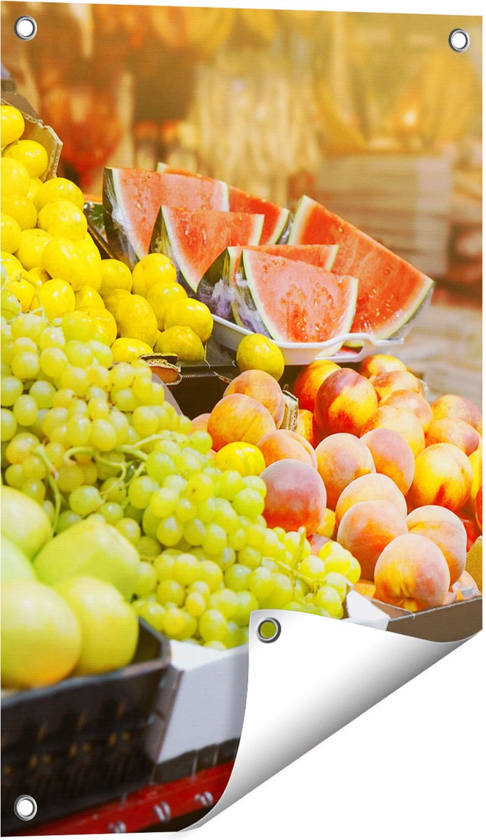 Gards Tuinposter Vers Fruit op de Markt - 40x60 cm - Tuindoek - Tuindecoratie - Wanddecoratie buiten - Tuinschilderij Multikleur