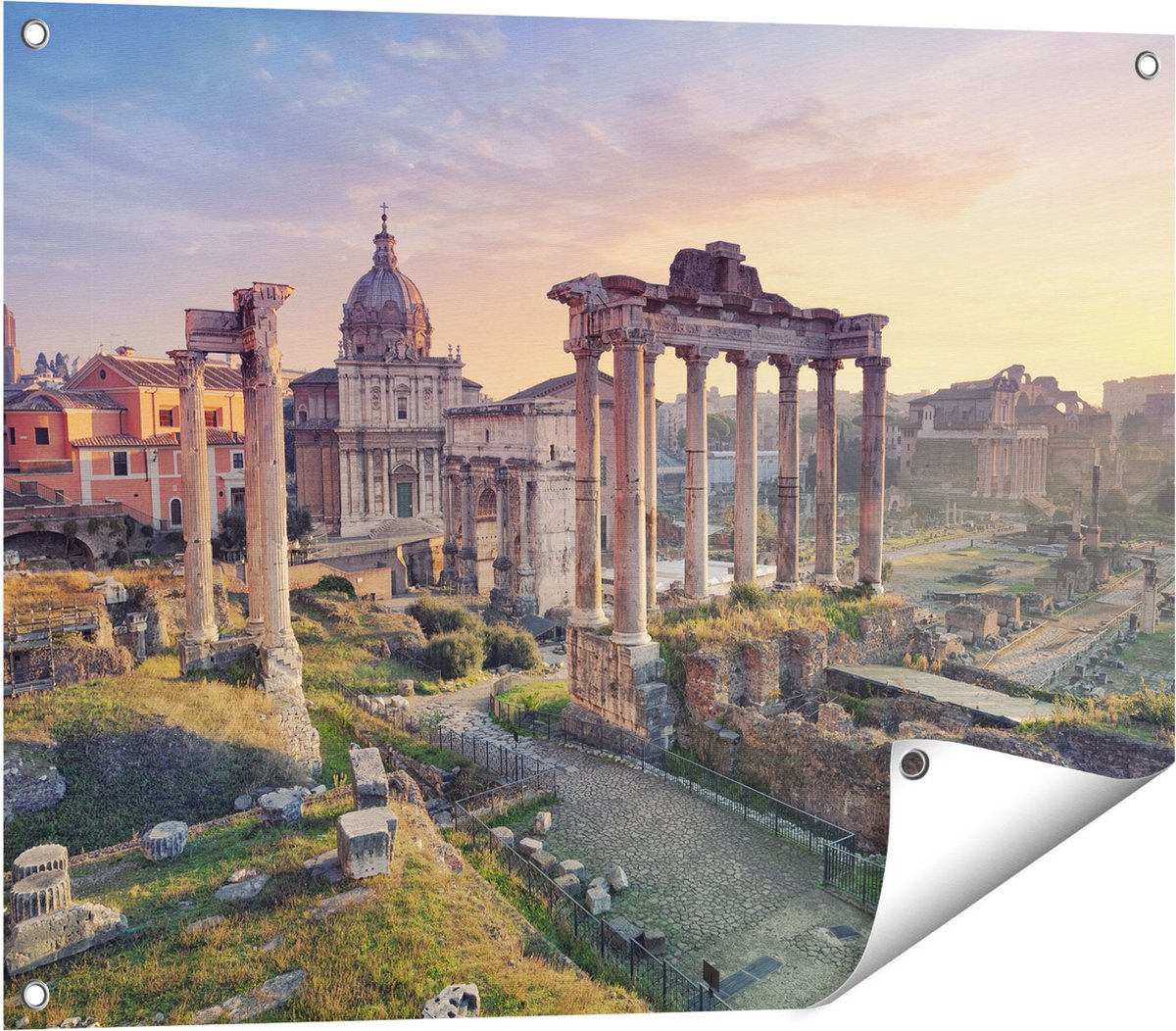 Gards Tuinposter Romeins Architectuur in Rome, Itali� - 80x60 cm - Tuindoek - Tuindecoratie - Wanddecoratie buiten - Tuinschilderij Multikleur