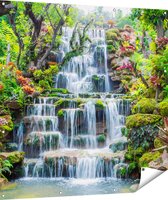 Gards Tuinposter Tropische Waterval in Thailand - 120x120 cm - Tuindoek - Tuindecoratie - Wanddecoratie buiten - Tuinschilderij