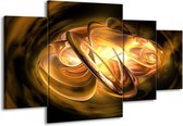 GroepArt - Schilderij -  Abstract - Geel, Oranje, Bruin - 160x90cm 4Luik - Schilderij Op Canvas - Foto Op Canvas