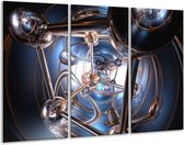 GroepArt - Schilderij -  Abstract - Blauw, Grijs, Wit - 120x80cm 3Luik - 6000+ Schilderijen 0p Canvas Art Collectie