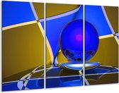GroepArt - Schilderij -  Abstract - Blauw, Geel, Grijs - 120x80cm 3Luik - 6000+ Schilderijen 0p Canvas Art Collectie
