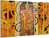 GroepArt - Schilderij -  Modern - Geel, Bruin, Zwart - 120x80cm 3Luik - 6000+ Schilderijen 0p Canvas Art Collectie