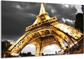 Schilderij Op Canvas Eiffeltoren - Geel, Zwart, Grijs - 120x70cm 1Luik - Foto Op Canvas - GroepArt 6000+ Schilderijen 0p Canvas Art Collectie - Wanddecoratie - Woonkamer - Slaapkamer - Canvas Print
