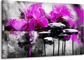 Peinture sur toile Orchidée | Violet, gris, blanc | 140x90cm 1 Liège