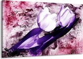 Peinture sur toile Tulipes | Violet, blanc | 140x90cm 1 Liège