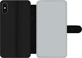 Bookcase Geschikt voor iPhone XS telefoonhoesje - Interieur - Grijs - Licht - Met vakjes - Wallet case met magneetsluiting