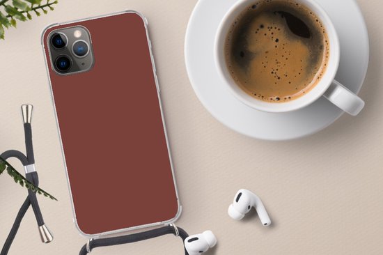 Cordon téléphonique - Chaîne téléphonique - Étui avec cordon Adapté pour iPhone 11 Pro - Palette - Rouge - Intérieur - Siliconen - Bandoulière - Étui de téléphone avec cordon