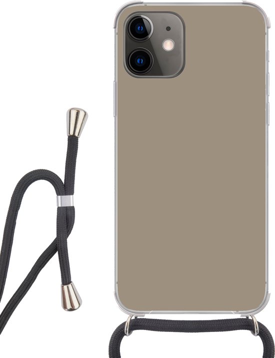 Cordon téléphonique - Chaîne téléphonique - Étui avec cordon iPhone 11 - Intérieur - Couleurs - Beige - Siliconen - Bandoulière - Étui téléphone avec cordon
