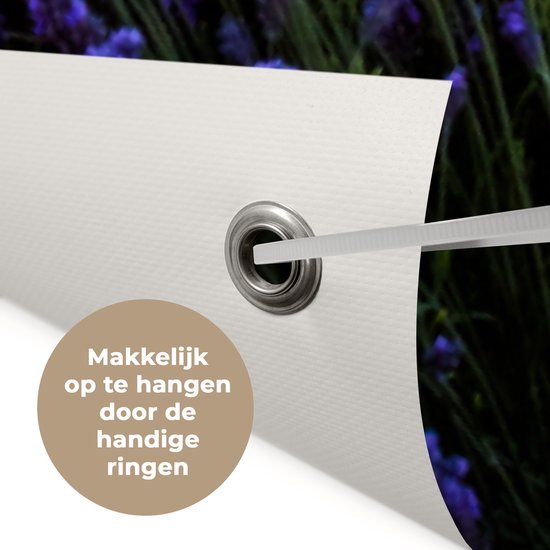 Affiche de jardin lavande - Coucher de soleil - Fleurs - Violet - Toile de jardin - Toile de clôture - Peinture jardin extérieur - Décoration clôture - 200x200 cm - Décoration de jardin - Jardin - Poster extérieur