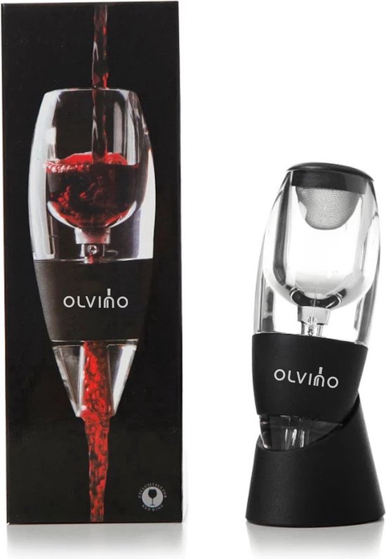 Olvino Wijn Decanteerder - Wijn Beluchter - Incl. Zeef en Standaard - 3 Voudige Beluchting cadeau geven