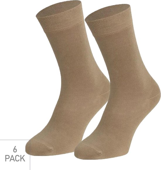 Bamboe Sokken 6-Pack - Medium-Beige - Maat 46-47 - Dunne Bamboe Sokken Voor Frisse Droge Voeten - Dames / Heren