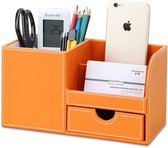 bureau-organizer opbergsysteem 4 opslagcompartimenten PU leder pennenkoker kantoorbenodigdheden (oranje)