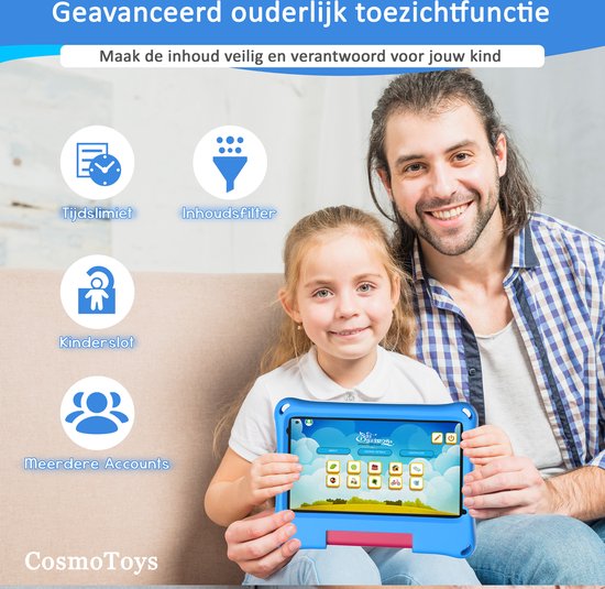 CosmoToys® Kids Tablet - Incl. Luxe Opbergtas + Tablethouder Auto -  Kindertablet -... | bol.com