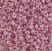 Rocailles, d 3 mm, afm 8/0 , gatgrootte 0,6-1,0 mm, roze, 25 gr/ 1 doos