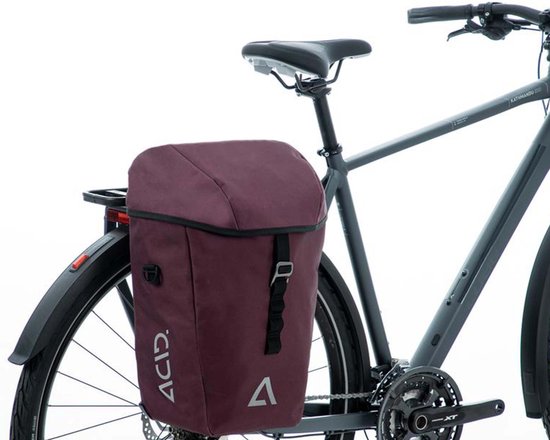 ACID Fietstas CITY 20 SMLink - Reflecterende elementen - Regenhoes - Inh. 20L - Nylon - L47xB30xH15 cm - Rood van ACID — afbeelding 4