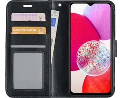 Hoesje - Met Pasjeshouder - Geschikt voor Samsung Galaxy A14 - Luxe Bookcase Portemonee - Flip Case - Kunstleer Book Case - Flipcase - Book Cover - Walletcase - Portemonneehoes - Zwart