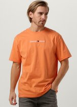 Tommy Jeans Tjm Classic Linear Logo Tee Polo's & T-shirts Heren - Polo shirt - Oranje - Maat XXL