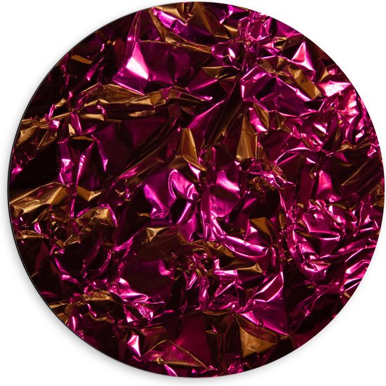 Dibond Muurcirkel - Foto van Patroon met Roze Folie - 60x60 cm Foto op Aluminium Muurcirkel (met ophangsysteem)