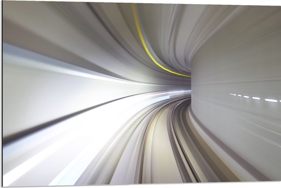 Dibond - Abstracte Tunnel in Grijs Tinten - 90x60 cm Foto op Aluminium (Met Ophangsysteem)