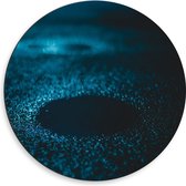 Dibond Muurcirkel - Abstracte Blauwe Lichtpuntjes - 50x50 cm Foto op Aluminium Muurcirkel (met ophangsysteem)