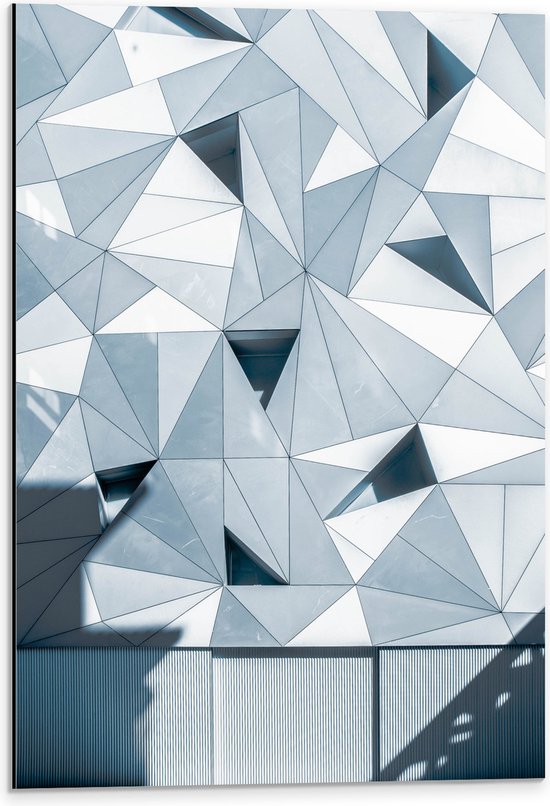 Dibond - Abstracte Muur van Grijs Gebouw - 40x60 cm Foto op Aluminium (Met Ophangsysteem)