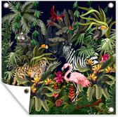 Tuindoek Jungle dieren - Natuur - Jongens - Meisjes - Flamingo - Zebra - 100x100 cm