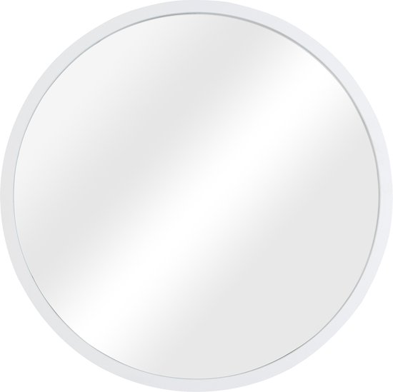 INSPIRE - miroir mural - miroir rond NODAL - Ø52 cm - blanc - mat - métal et MDF - cadre métal - miroir suspendu rond