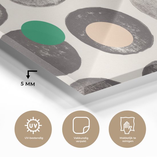 MuchoWow® Peinture sur verre 150x100 cm - Peinture sur verre acrylique - Couleurs - Abstrait - Cercles - Pastel - Photo sur verre - Peintures