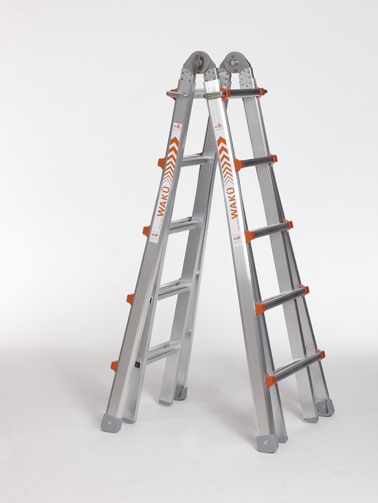 Broers en zussen Bot buitenaards wezen Waku Ladders Telescopische ladder - 4x5 sporten - Aluminium | bol.com
