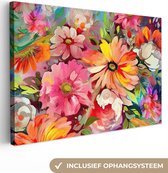 Tableau sur toile Fleurs - Art - Peinture - Botanique - 90x60 cm - Décoration murale