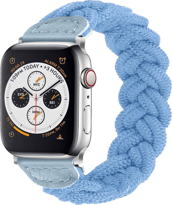 Foto: Nylon smartwatch bandje geschikt voor apple watch twisted gevlochten bandje lichtblauw strap it horlogeband polsband armband maat 38 40 41 42mm