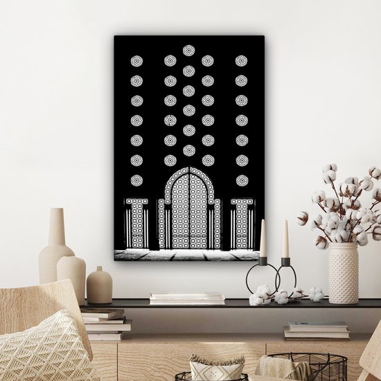 Canvas Schilderij Architectuur - Zwart - Wit - Patroon - 40x60 cm - Wanddecoratie