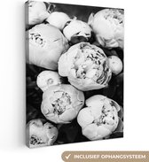 Tableau sur toile Fleurs - Wit - Nature - Zwart et blanc - 90x120 cm - Décoration murale