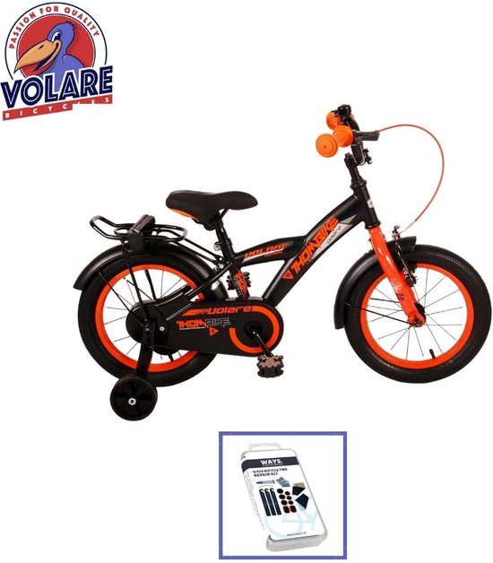 Vélo pour enfants Volare Thombike - 16 pouces - Zwart/ Jaune - Y compris le  kit de