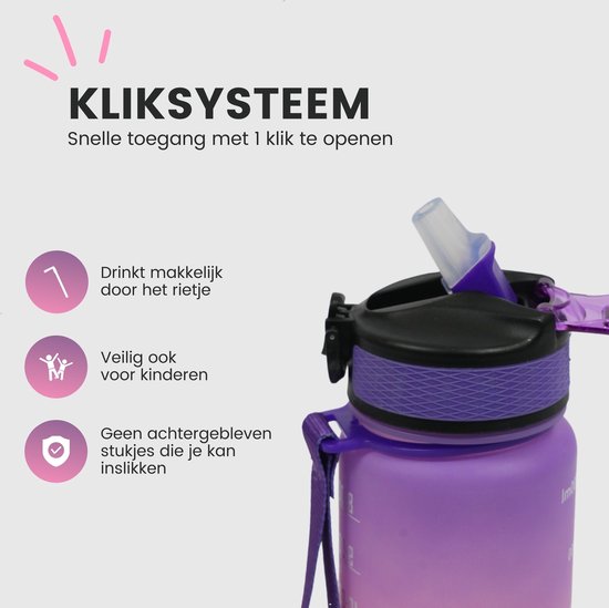 Wessper Glazen drinkfles 500 ml, Motivatie fles met hydratatie schaal