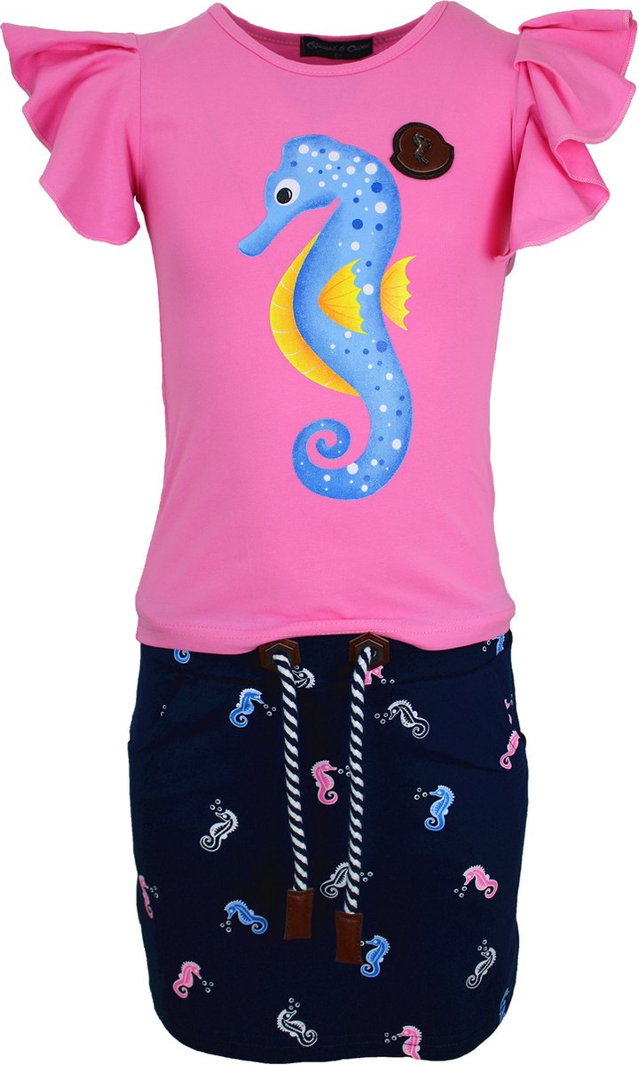S&C Setje Zeepaard blauw Kids & Kind Meisjes Blauw/Roze - Maat: 110/116