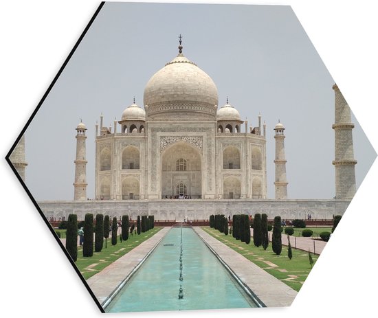 Dibond Hexagon - Taj Mahal in India - 30x26.1 cm Foto op Hexagon (Met Ophangsysteem)